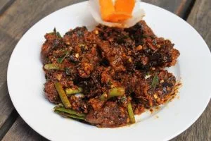 Buff chhoila street food in Nepal