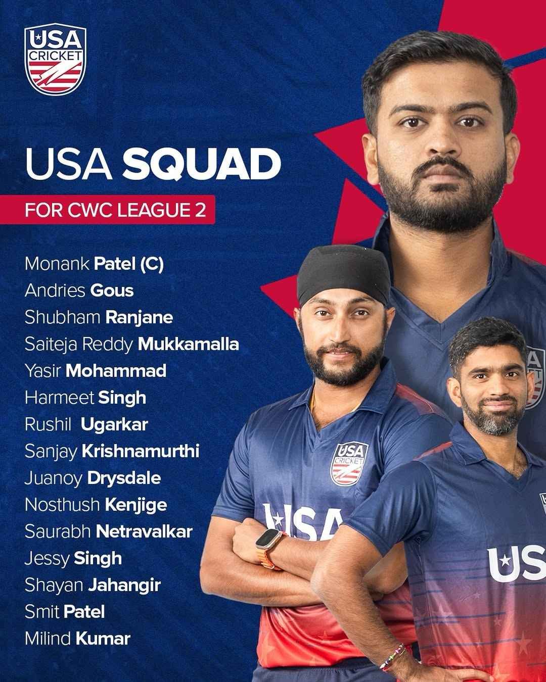 ICC Men's Cricket World Cup League 2: USA Squad