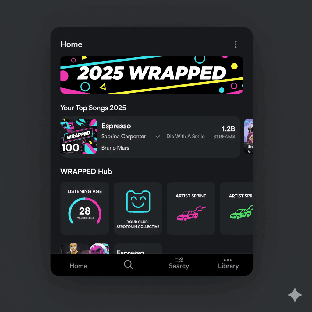 Spotify interface showcasing personalized playlists and Spotify Wrapped in Nepal