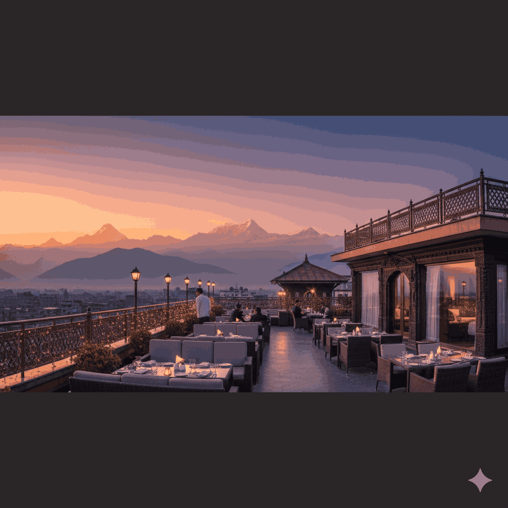 Luxury hotels in Nepal – Hotel Annapurna rooftop Himalayan view