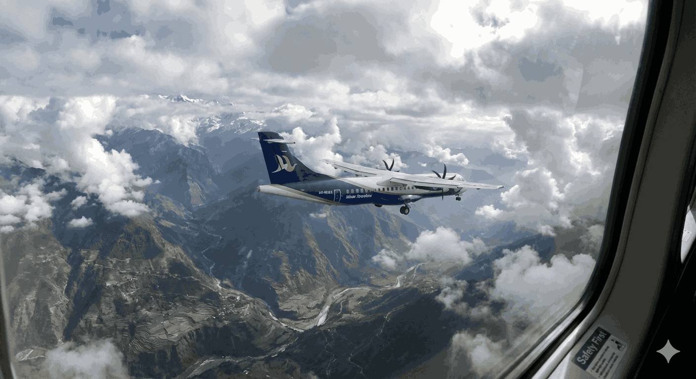 safest domestic airlines in Nepal flying over Himalayan landscapes