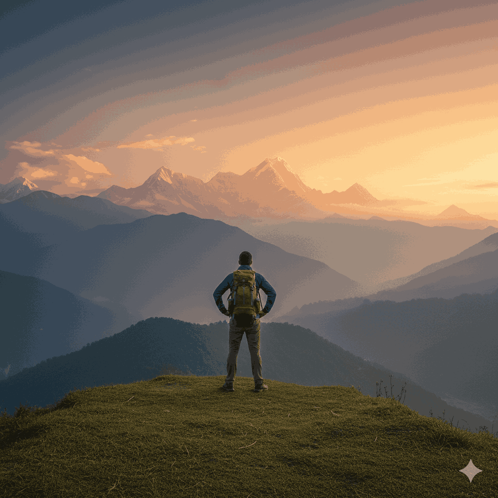 Places to visit alone in Nepal – solo traveler enjoying Himalayan sunrise