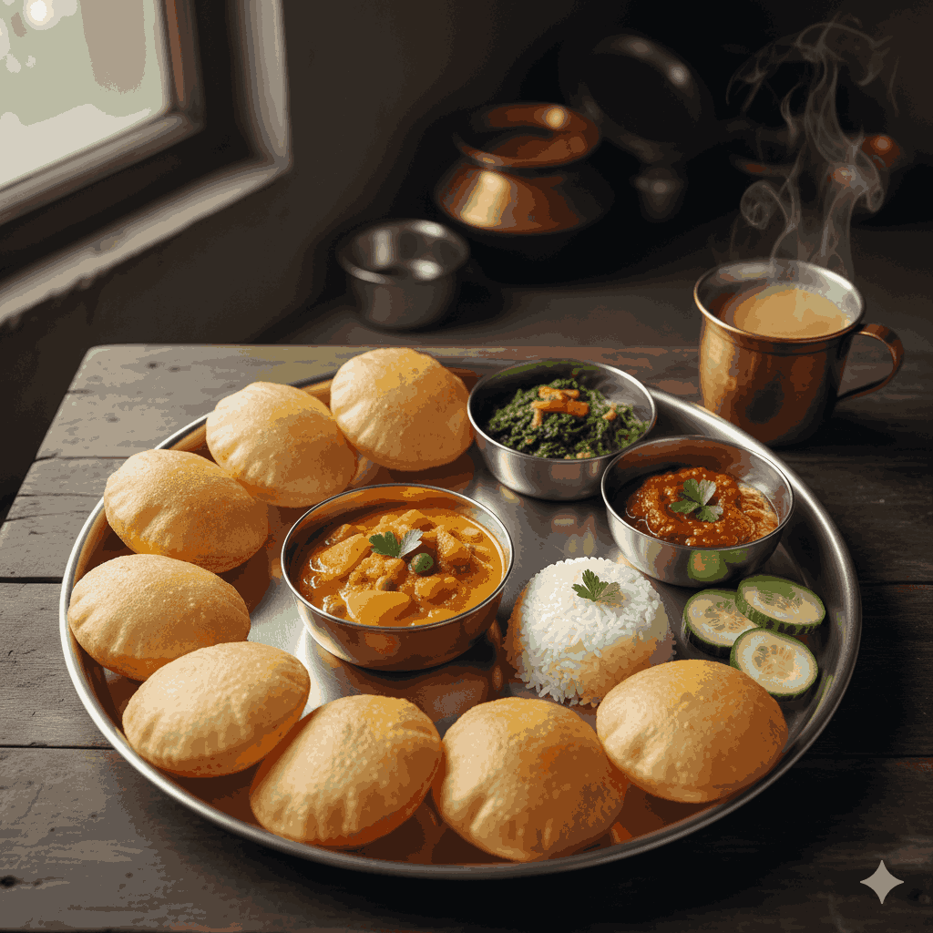 Puri with Tarkari, Nepali breakfast recipe
