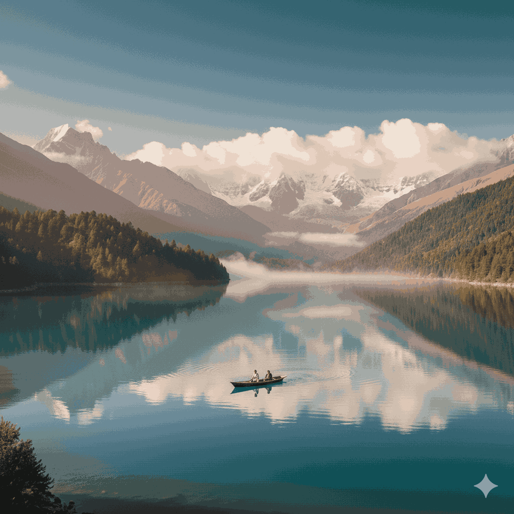 boating activity at the largest lake of Nepal