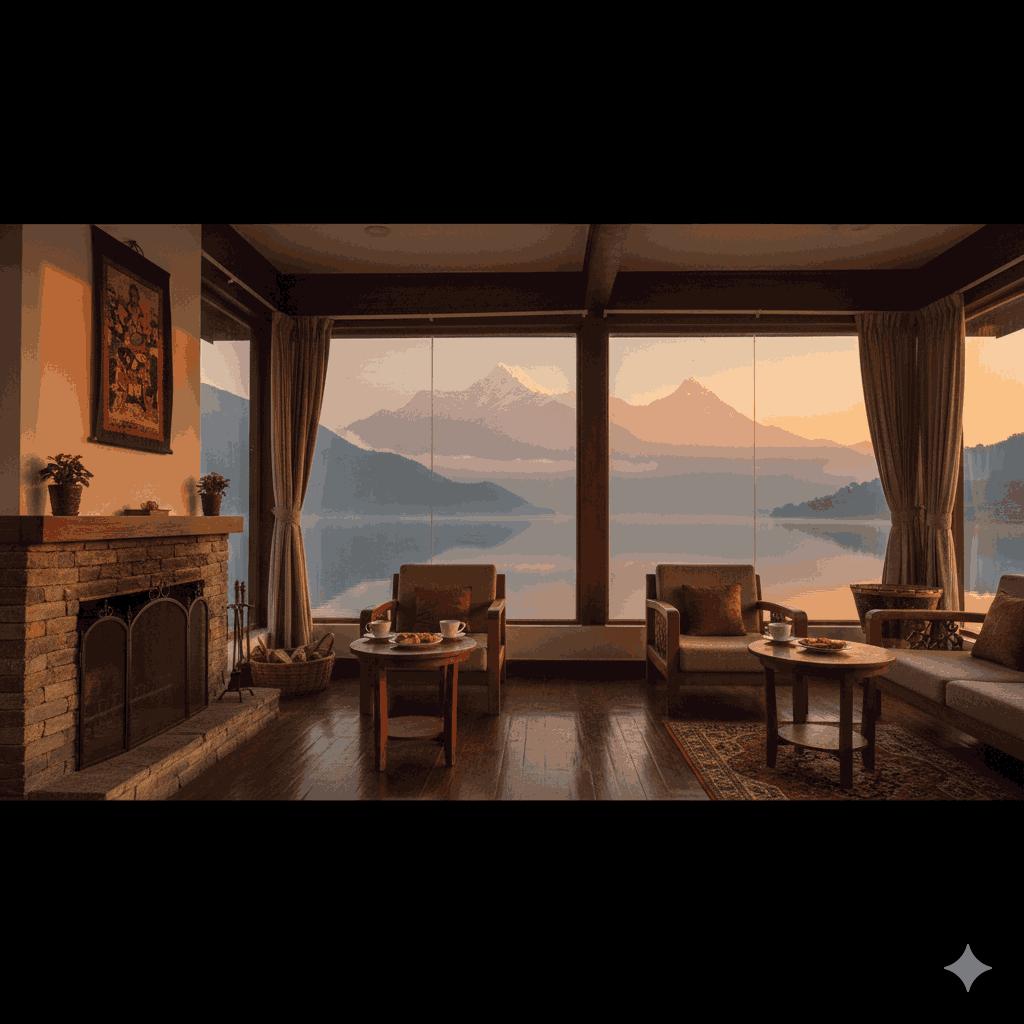 Luxury hotels in Nepal – Fishtail Lodge with Himalayan mountain view