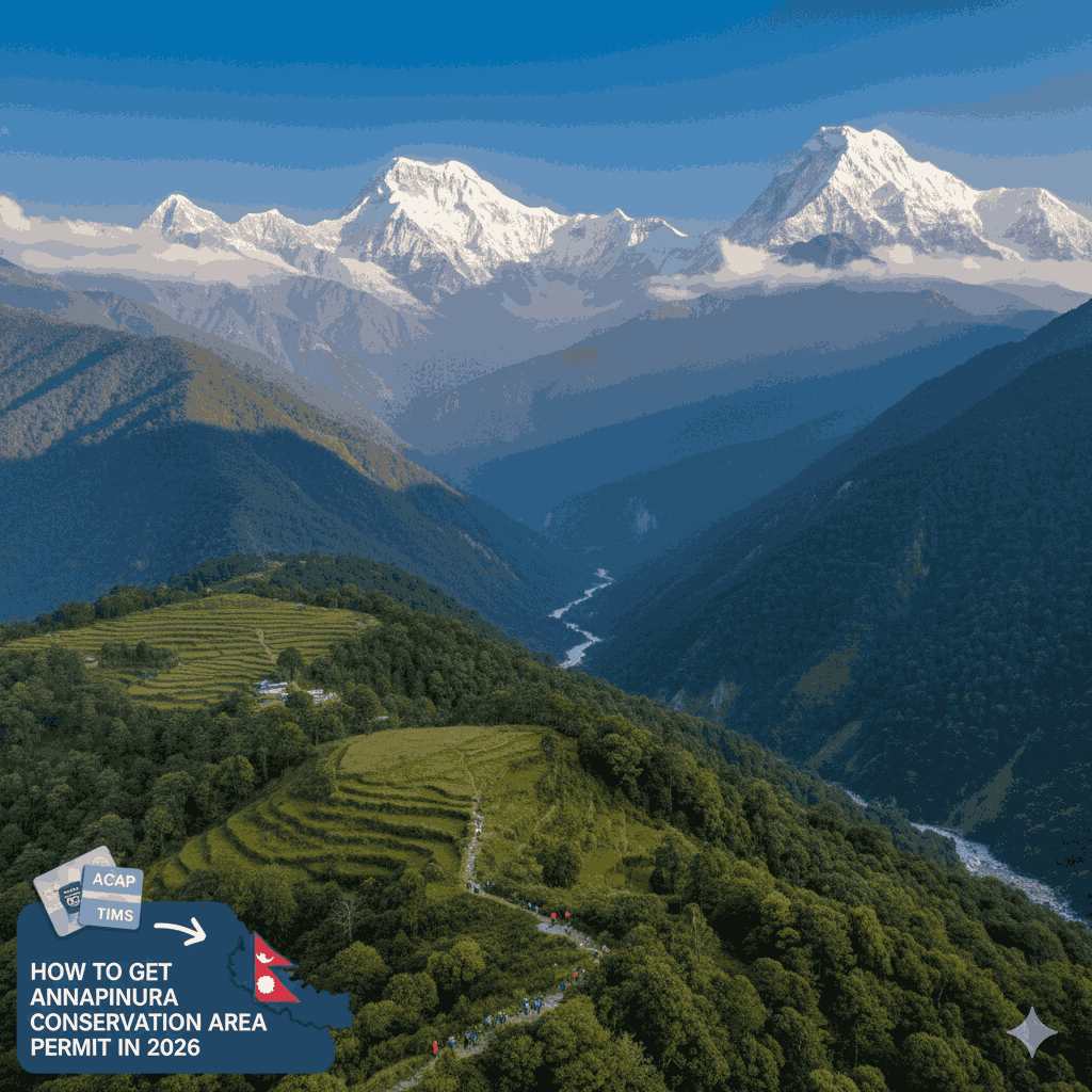 How to get Annapurna Conservation Area Permit in 2026: A picturesque view of the Annapurna Conservation Area in Nepal, perfect for trekking enthusiasts.