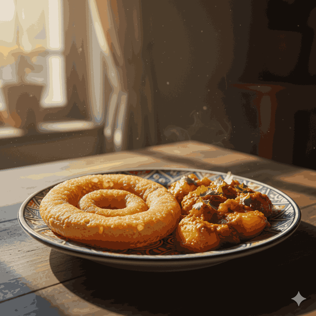Sel Roti with Aloo Dum, popular Nepali breakfast recipe