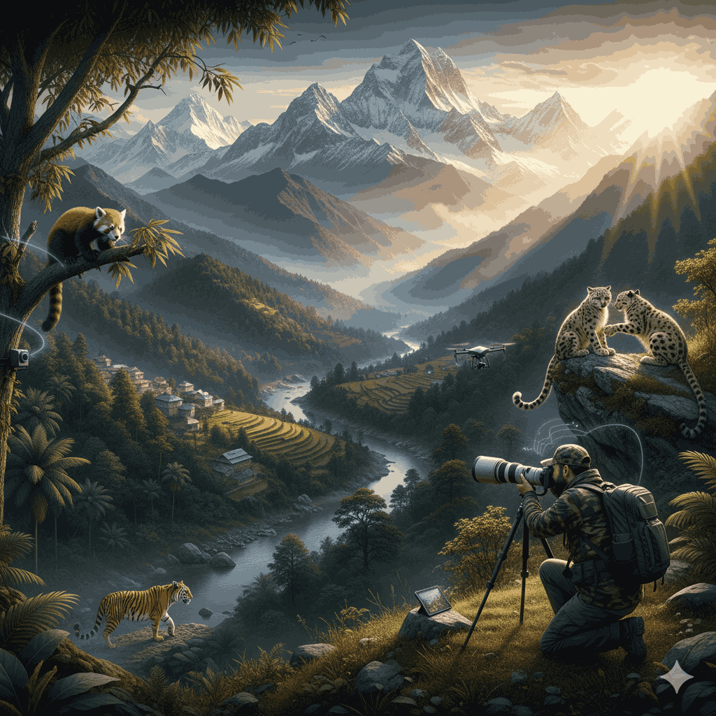 Can we come to Nepal for wildlife photography? A stunning landscape showcasing Nepal’s diverse ecosystems and thriving wildlife, perfect for visual storytellers