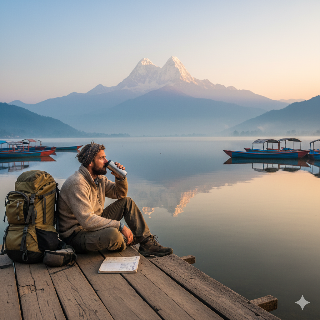 The cheapest places to travel in February 2026 – budget-friendly scene in Pokhara with mountain views.