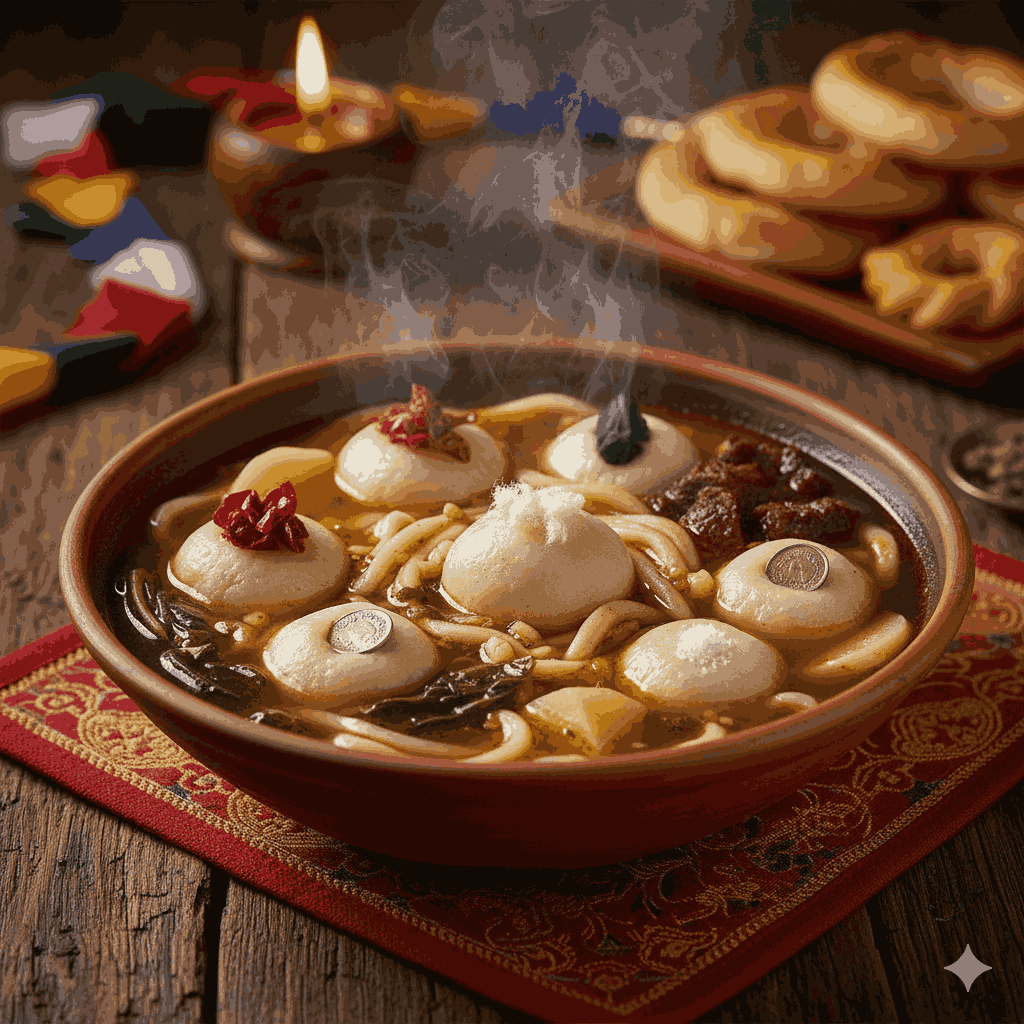 Why Losar Is One of the Most Important Festivals in the Himalayan Region — traditional Guthuk soup with nine auspicious ingredients during Losar celebrations