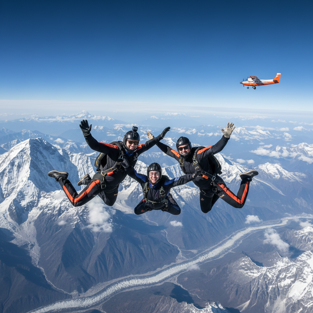 sky diving in Nepal