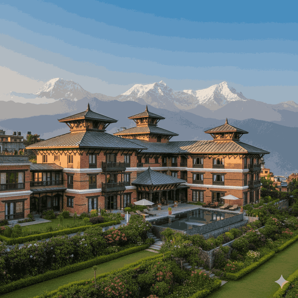 5-star hotels in Nepal with mountains and gardens