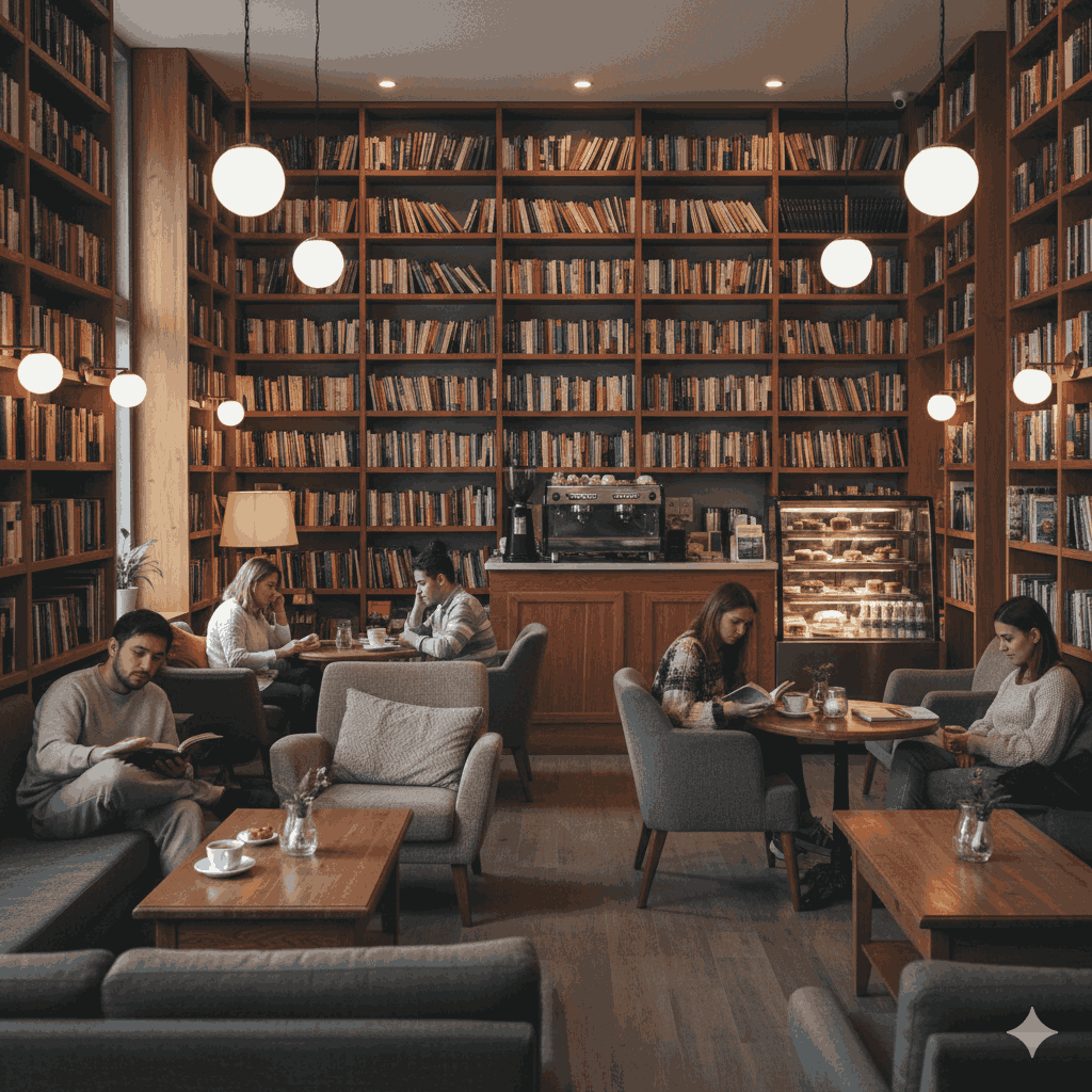 Cafe Soma in Lalitpur with a bookstore ambiance, known as the best cafe in Lalitpur for cozy, long visits.