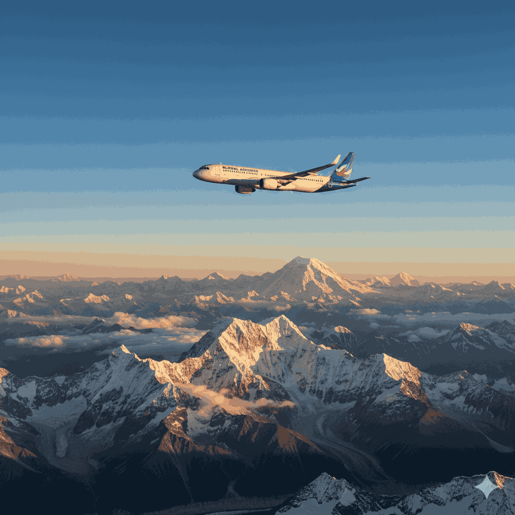 safest airline in Nepal flying over the Himalayas