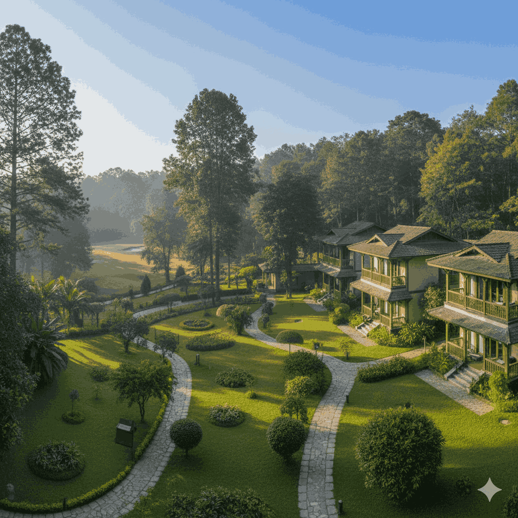 Luxury hotels in Nepal – Gokarna Forest Resort with garden and forest view