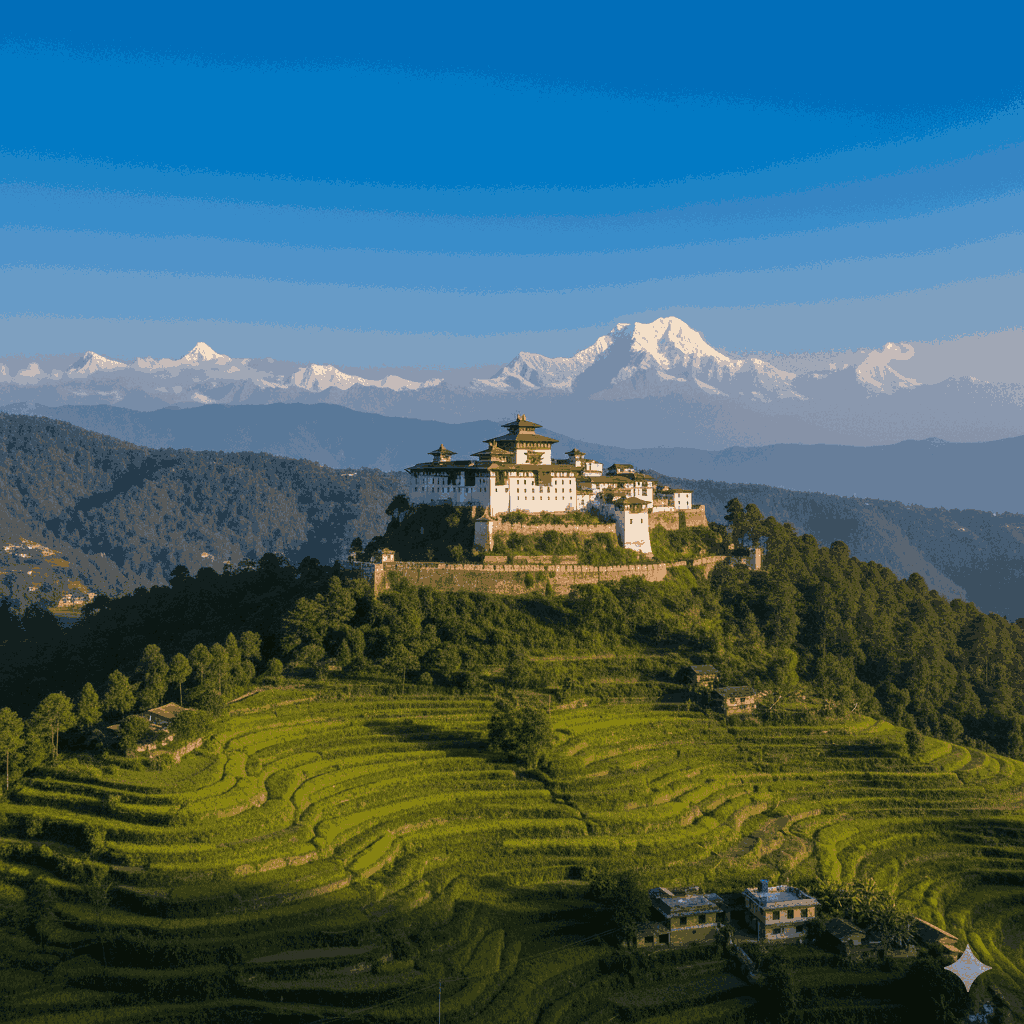 Scenic view of Gorkha Durbar and surrounding hills, highlighting the natural beauty and cultural heritage of the intermediate hiking trails near Gorkha