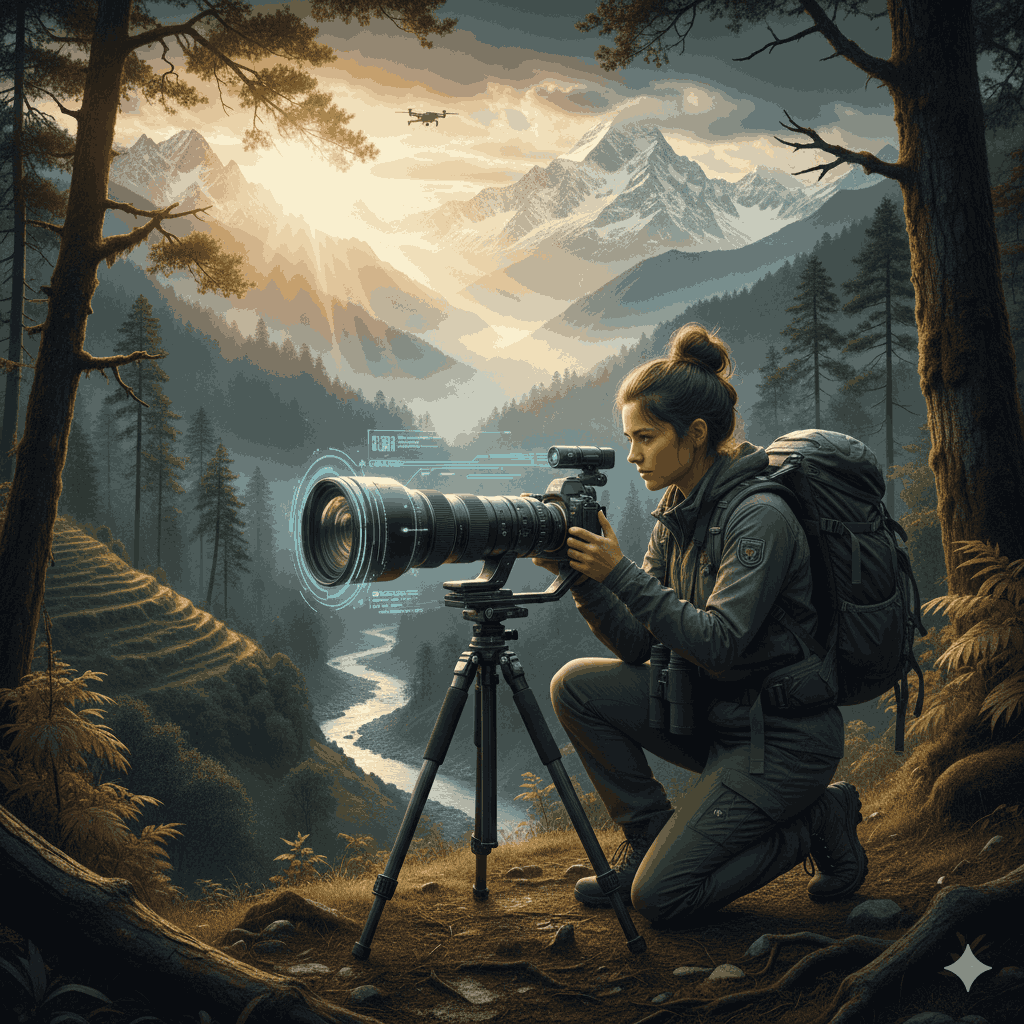 Camera for Wildlife Photography in 2026: A professional photographer capturing Nepal’s rich biodiversity with advanced camera gear in the wild