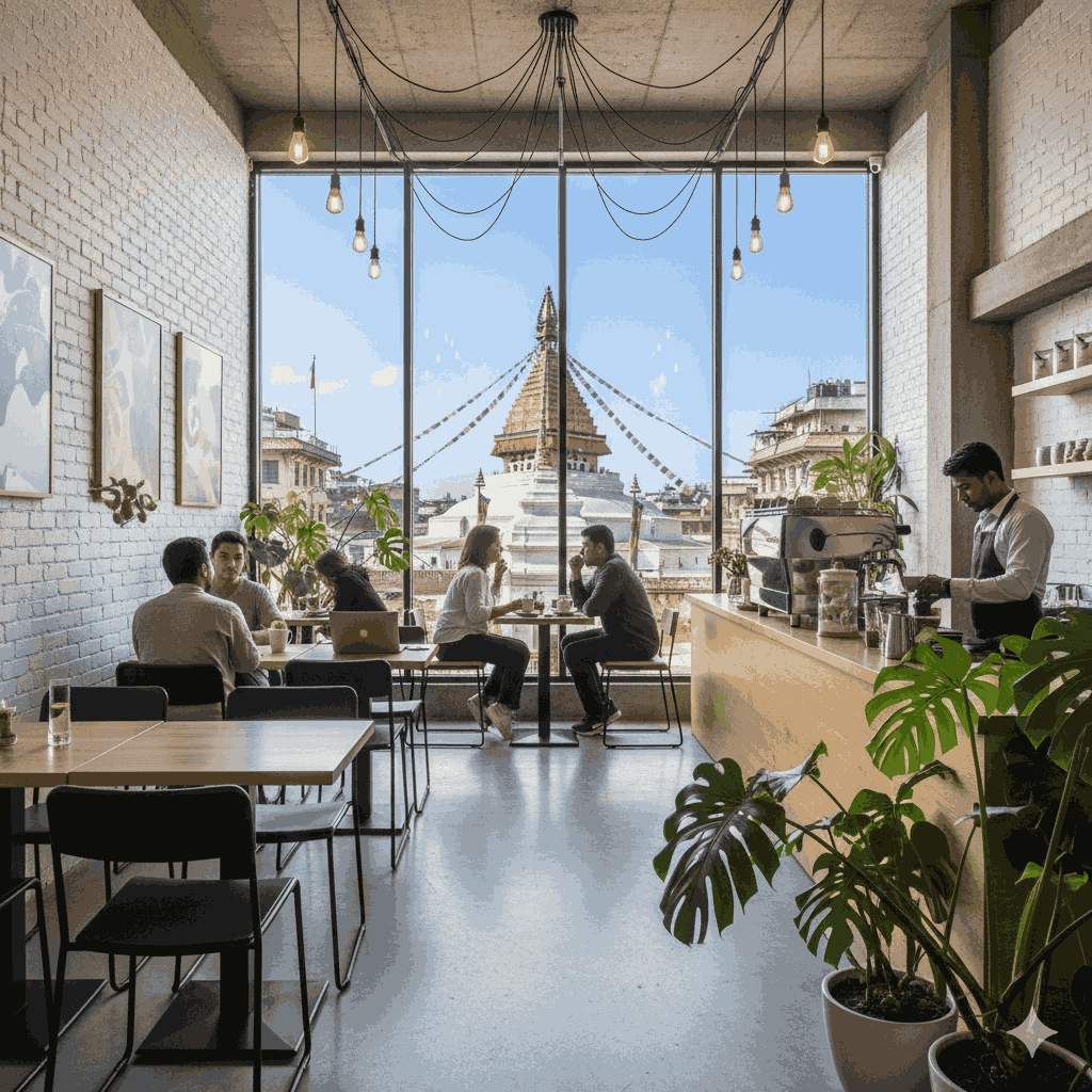 Cafe in Swayambhu modern interior.