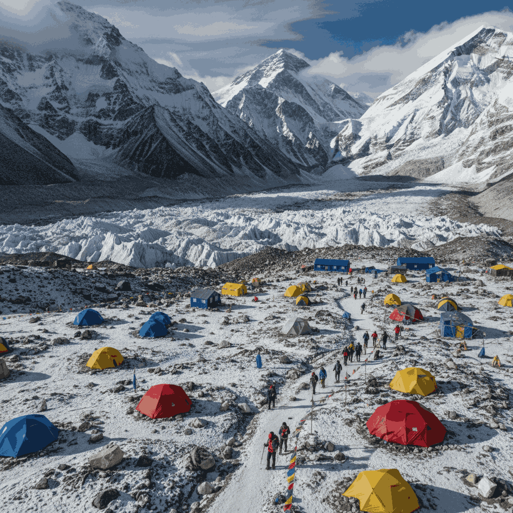 Everest Base Camp trek scenery in Sagarmatha National Park, Panoramic view of Mount Everest,places to visit in Koshi Province.