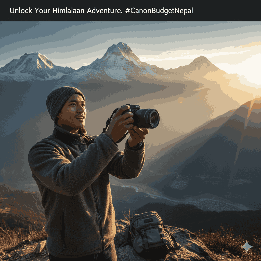 The best budget camera in Nepal for beginners – beginner photographer capturing Himalayan sunrise with an affordable camera.