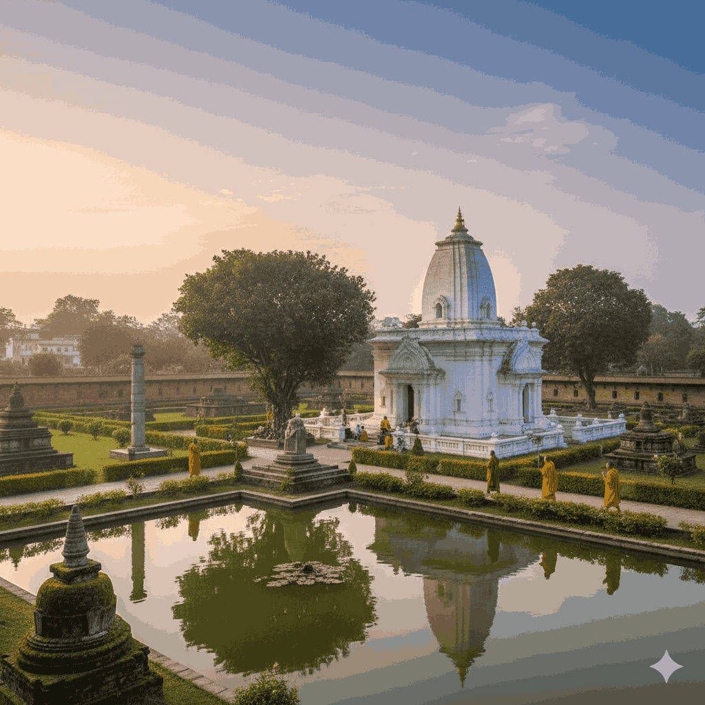 Sacred Maya Devi Temple in Lumbini, one of the most revered religious places in Nepal, attracting pilgrims from around the world.
