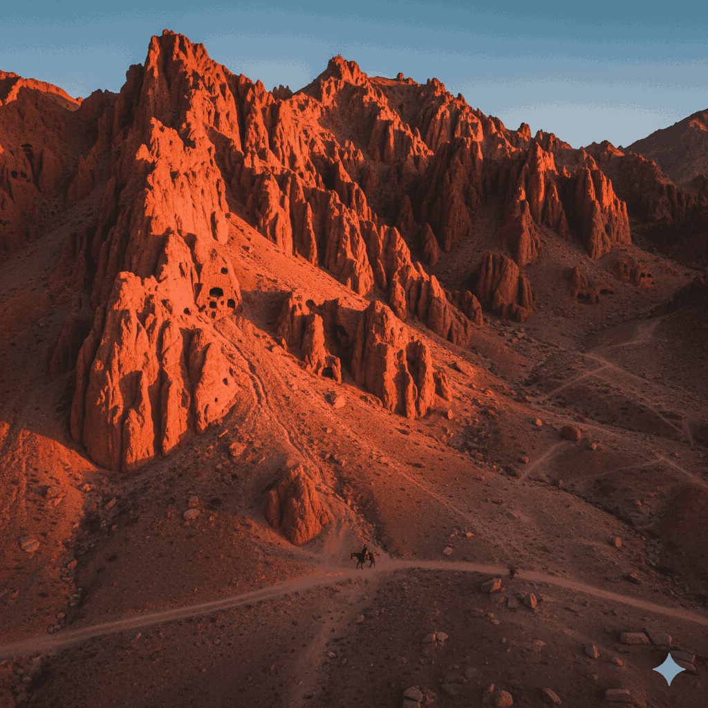 Reels locations Nepal - Dhakmar red cliffs at sunset