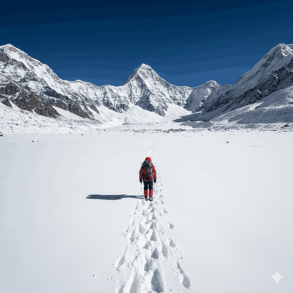 when to trek in Nepal in winter with snow covered Annapurna Sanctuary