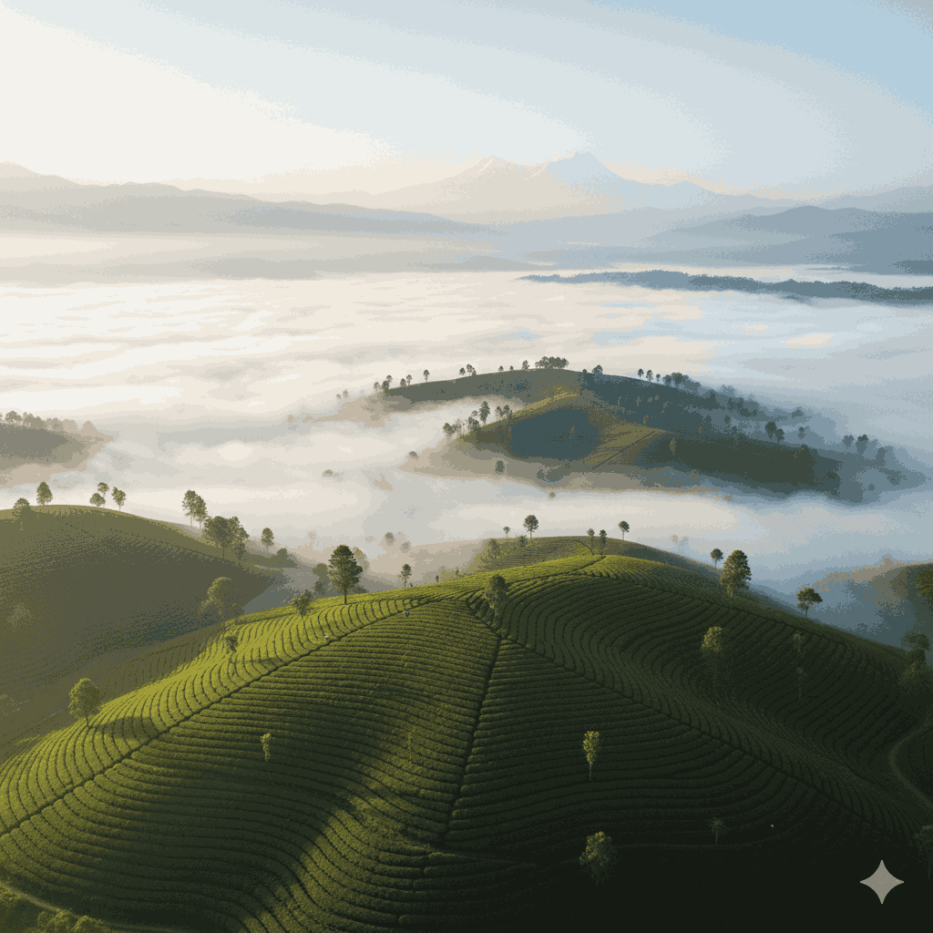 Reels locations Nepal - Ilam tea gardens aerial view