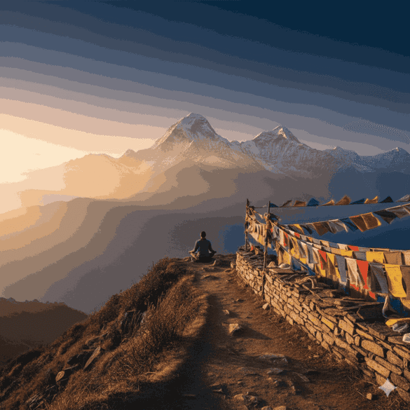 yoga trek in nepal with sunrise meditation in the himalayas