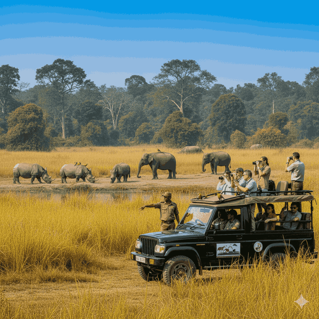 Wildlife conservation tours Nepal with electric jeep safaris in Chitwan National Park, promoting eco-friendly wildlife encounters.