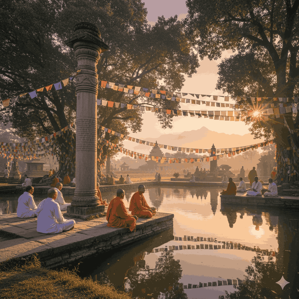  Lumbini birth place of Buddha tour - Ashoka Pillar and Sacred Pond.