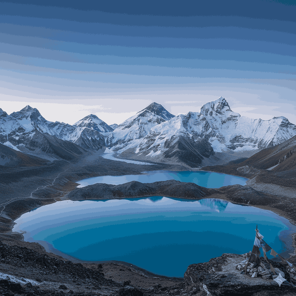 Breathtaking view of the Everest region from Gokyo Lakes, exemplifying the incredible eastern Nepal tourist places in 2026.