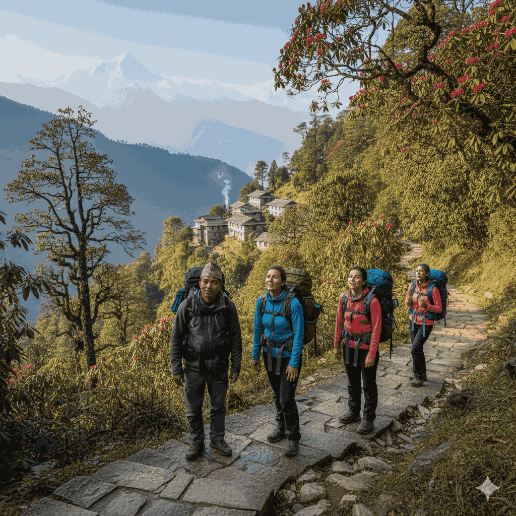poon hill trek in nepal sunrise from poon hill viewpoint