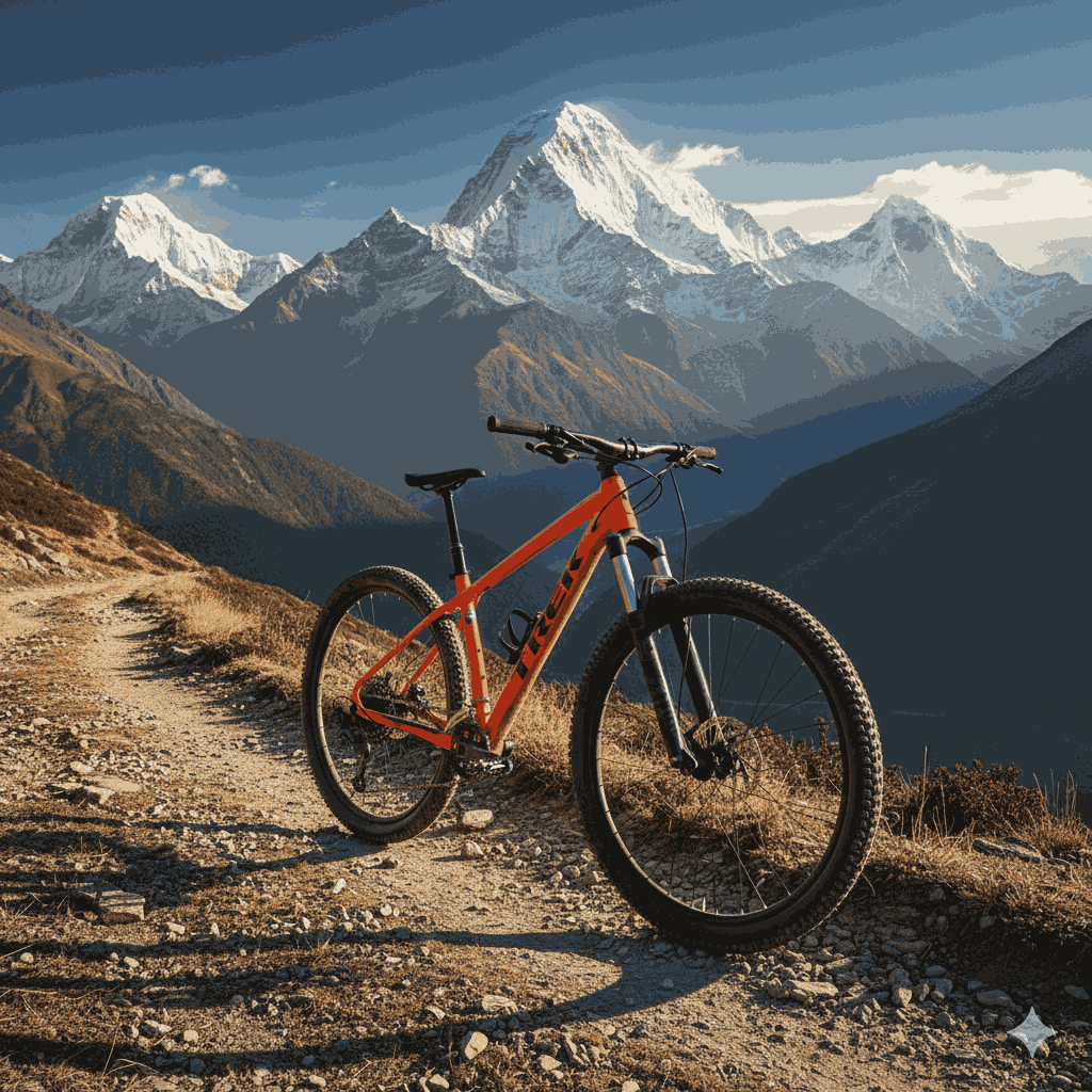 Trek Marlin 7 price in Nepal displayed with Gen 3 mountain bike on Himalayan trail