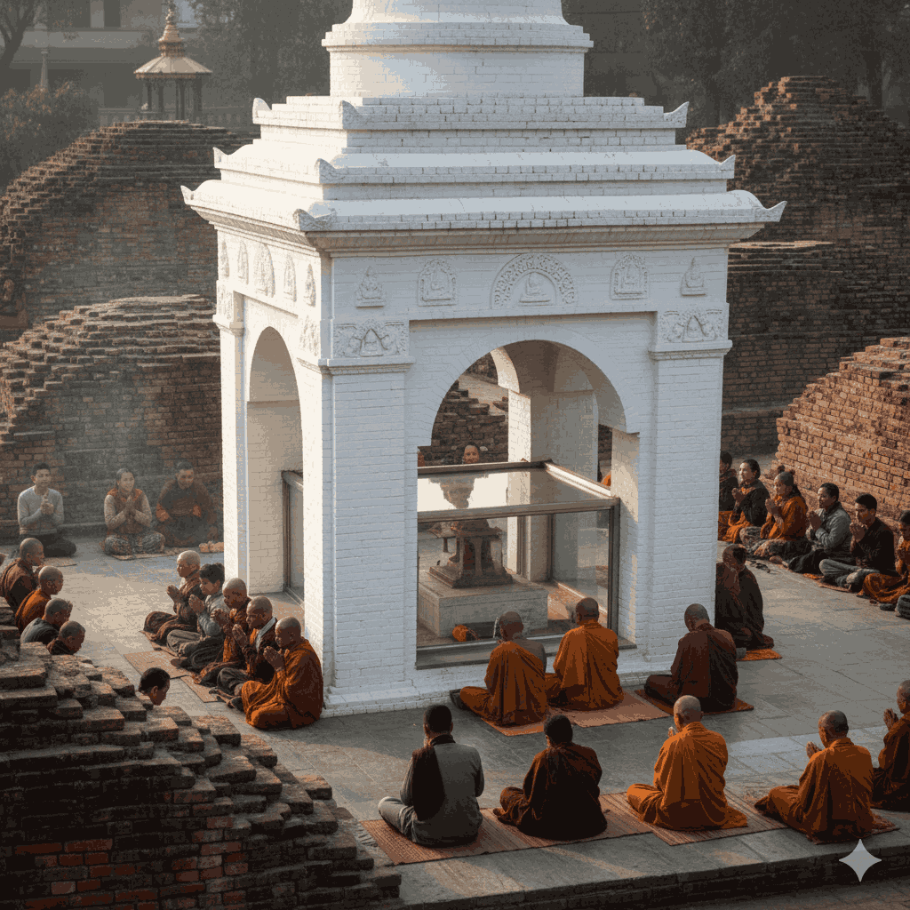  Lumbini birth place of Buddha tour - Maya Devi Temple and sacred marker stone.