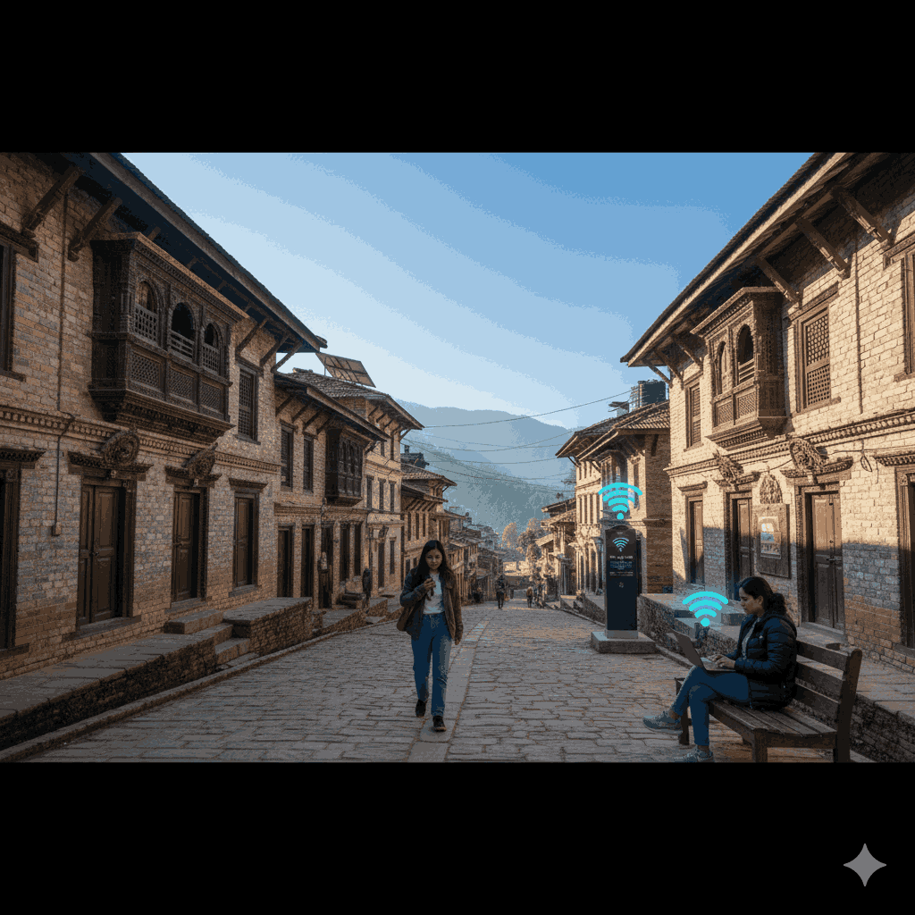 Bandipur hill station Nepal showcasing preserved architecture and seamless digital connectivity.