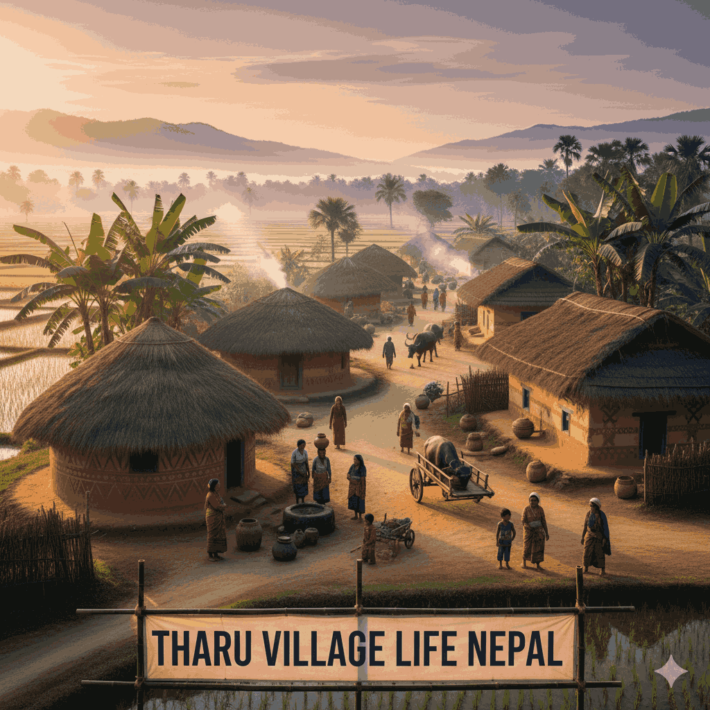 capturing the spirit of Tharu Village Life Nepal.