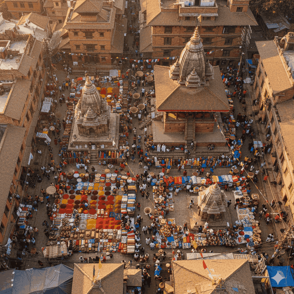 Asan Bazaar in Nepal, one of the most famous local markets in Nepal, known for its vibrant atmosphere and traditional goods