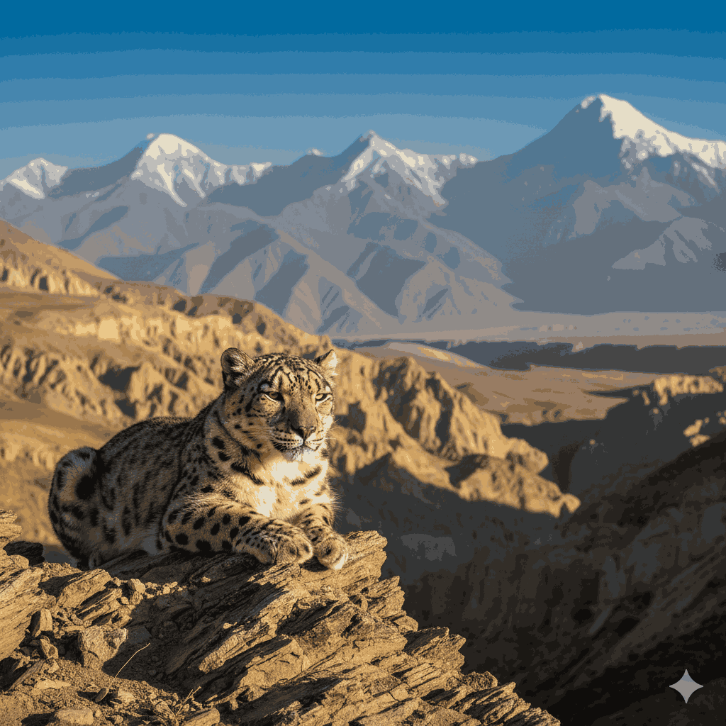 Limi Valley Trek: A snow leopard in its natural habitat, symbolizing the rich wildlife and conservation importance of Nepal’s remote region