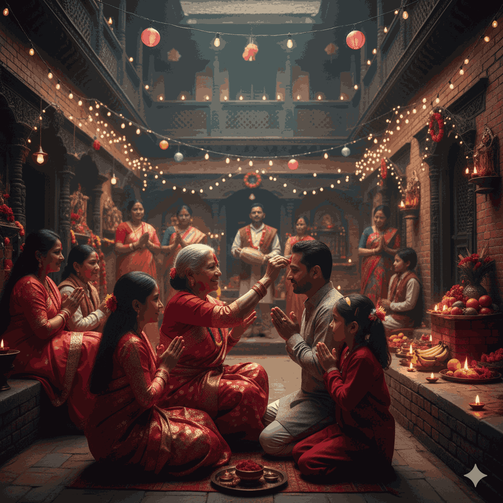 Nepal living mythology is celebrated through festivals like Dashain and Tihar.