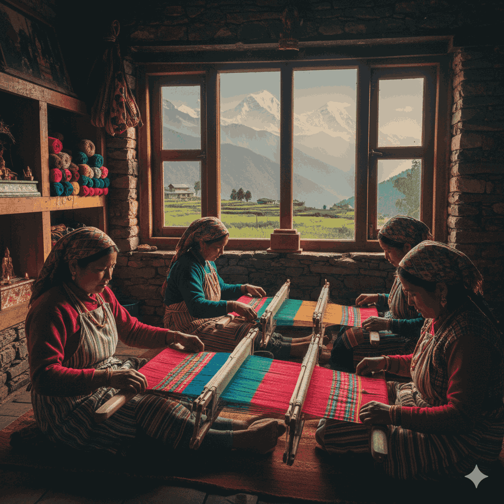 Exploring Gurung Traditions in a Himalayan village with Ghatu dance, Annapurna peaks, and traditional stone houses