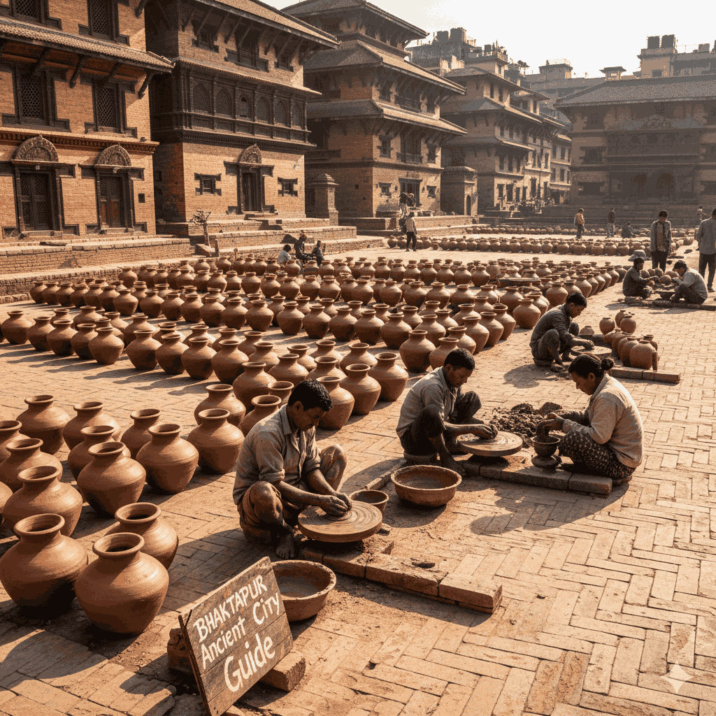 Pottery-making at Pottery Square in Bhaktapur, a living tradition highlighted in the Bhaktapur ancient city guide