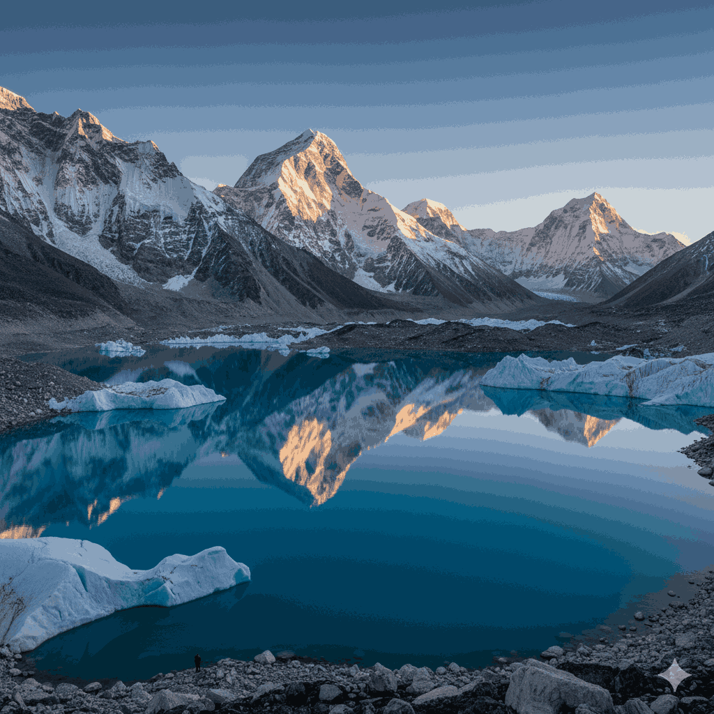 most beautiful trek in Nepal at Gokyo Lakes with Everest reflection