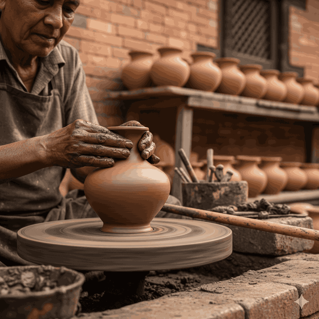 Bhaktapur pottery workshops - Black clay "Dyo Cha" used in traditional pottery.