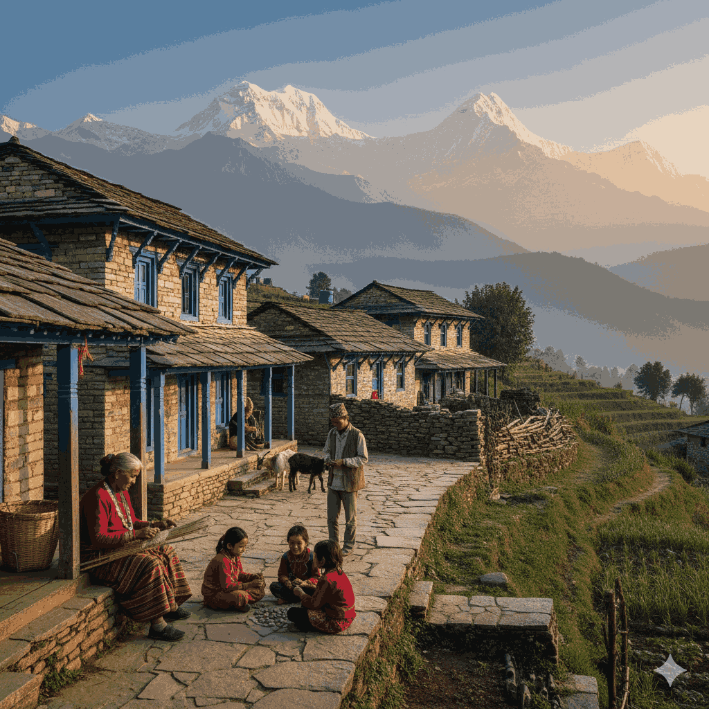 traditional Gurung village life along the ghorepani trek in Nepal