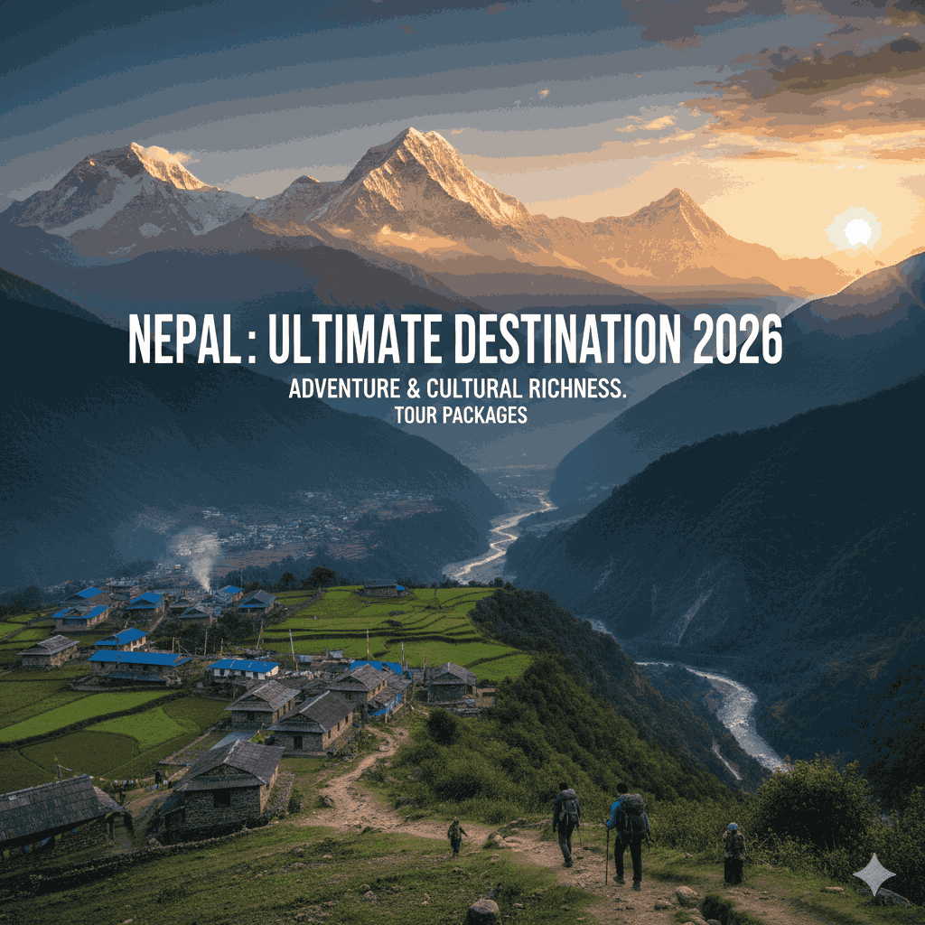 Beautiful sunrise over the Himalayas highlighting the adventure and cultural beauty of Nepal tour packages in 2026.