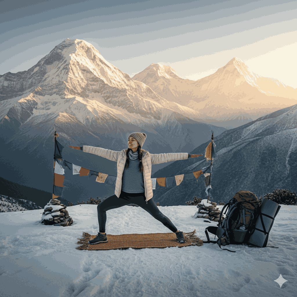 Adventure Wellness Tourism Nepal 2026 combining Himalayan trekking and yoga practice