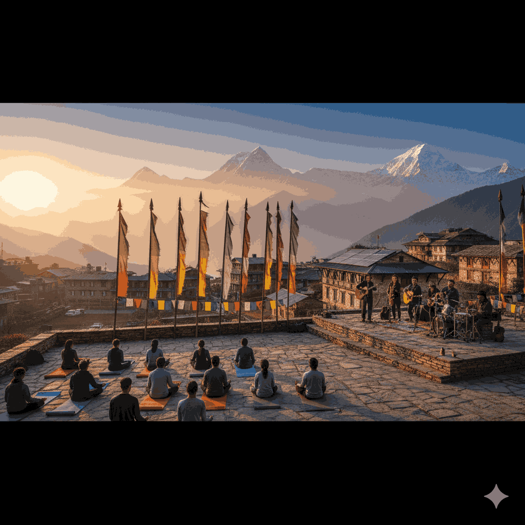 wellness and music festivals in Nepal showcasing yoga, live music, and Himalayan cultural experiences