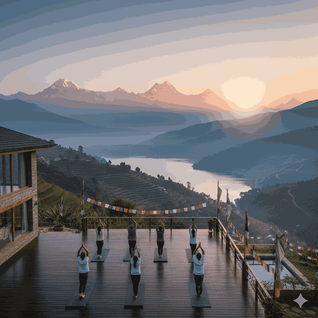 Luxury wellness lodges Nepal located in Dhulikhel and Pokhara offering mountain and lakeside views