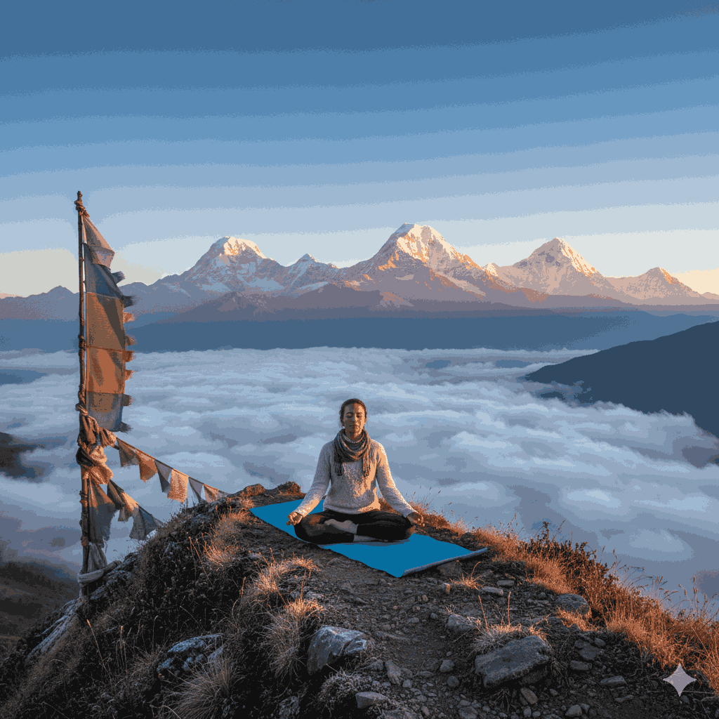 Mardi Himal yoga trek itinerary sunrise yoga on Himalayan ridge